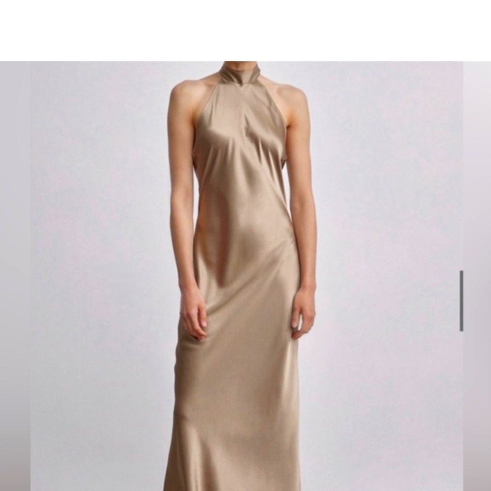 Elegant Champaign Halter Dress